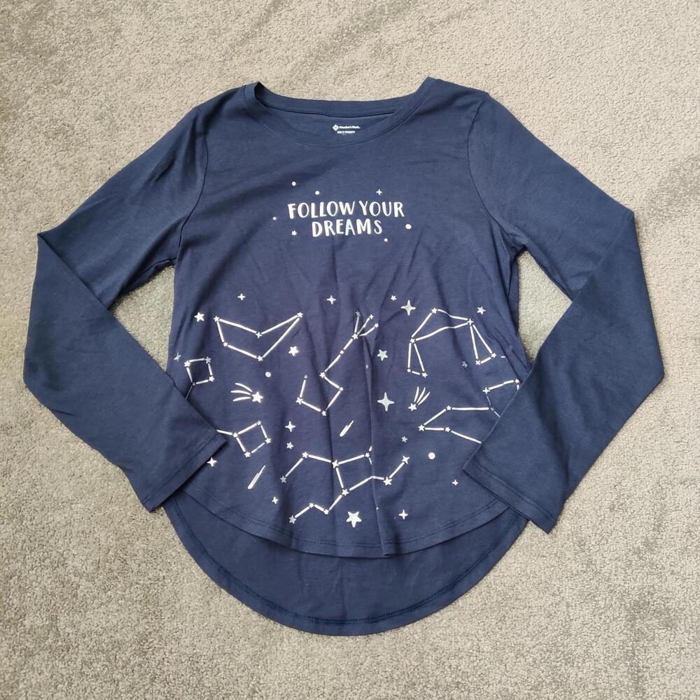 Member's Mark Girl's Long Sleeve T-shirt Navy Size 10 12 Years Old Constellation